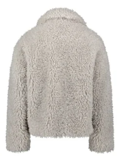 Amber & June Damen Plüschjacke in grau light stone