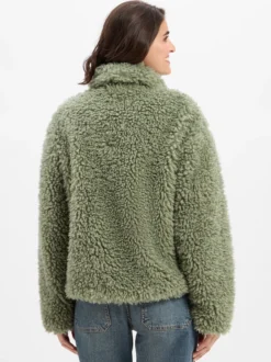 Amber & June Damen Teddyjacke in erbse