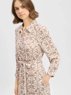 Ambiance Damen Blusenkleid in ecru taupe - Länge: lang