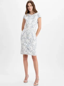 Ambiance Damen Cocktailkleid in grau weiß - Länge: kurz