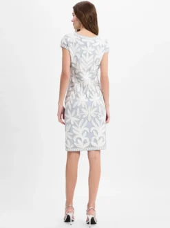 Ambiance Damen Cocktailkleid in grau weiß - Länge: kurz