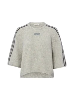 american vintage Damen Strickpullover in hellgrau anthrazit