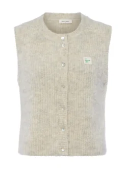 american vintage Damen Strickweste mit Alpaka-Anteil - East in beige hellgrau