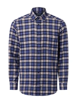 Andrew James Herren Flanellhemd in sand blau