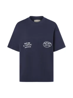 Another Cotton Lab Damen T-Shirt - Pasta Night in marine weiß