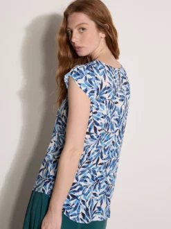 Apricot Damen Bluse in blau - Ausschnitt: Rundhals
