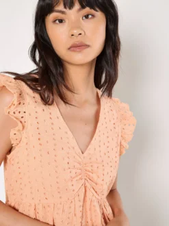 Apricot Damen Bluse in orange - Ärmel: extra kurz