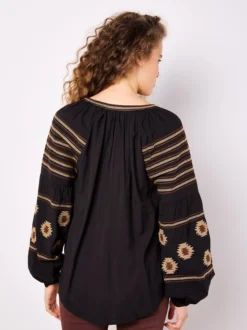Apricot Damen Bluse in schwarz - Ärmel: langarm