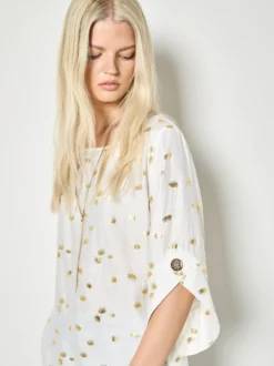 Apricot Damen Bluse in weiß - Ausschnitt: Rundhals