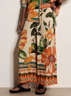 Apricot Damen Hose in beige mehrfarbig - Länge: midi
