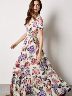 Apricot Damen Maxikleid in beige ecru - Länge: lang