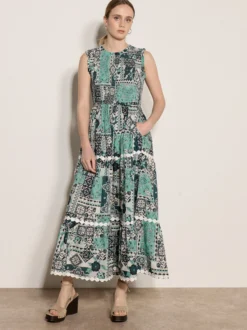 Apricot Damen Maxikleid in blau türkis - Länge: midi