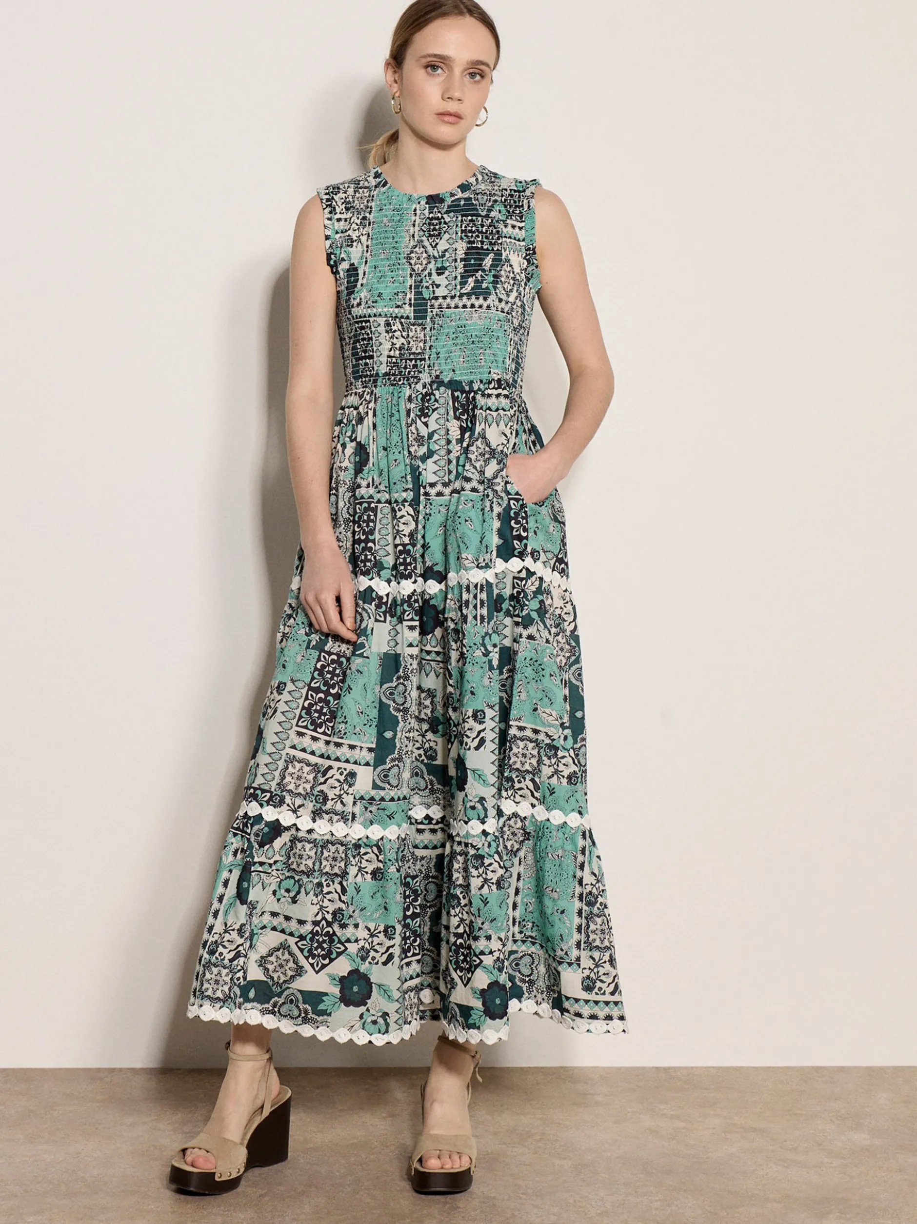 Apricot Damen Maxikleid in blau türkis - Länge: midi