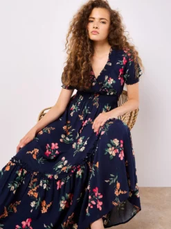 Apricot Damen Maxikleid in marine - Länge: lang