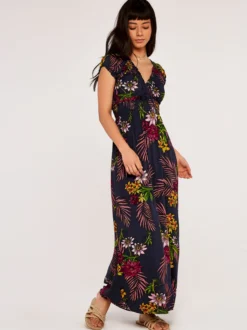 Apricot Damen Maxikleid in marine blau - Länge: lang