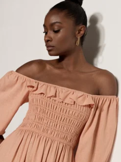 Apricot Damen Midikleid in aprikot - Ausschnitt: Karree