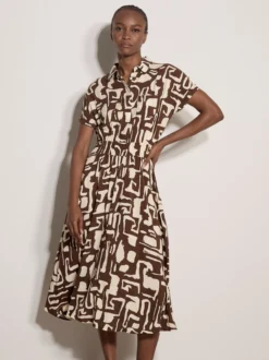 Apricot Damen Midikleid in braun beige - Länge: midi