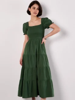 Apricot Damen Midikleid in grün - Länge: midi