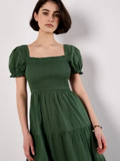 Apricot Damen Midikleid in grün - Länge: midi
