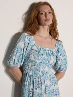Apricot Damen Midikleid in hellblau - Ausschnitt: Carmen