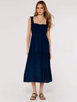 Apricot Damen Midikleid in marine - Ausschnitt: Karree