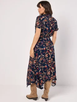 Apricot Damen Midikleid in marine - Länge: midi