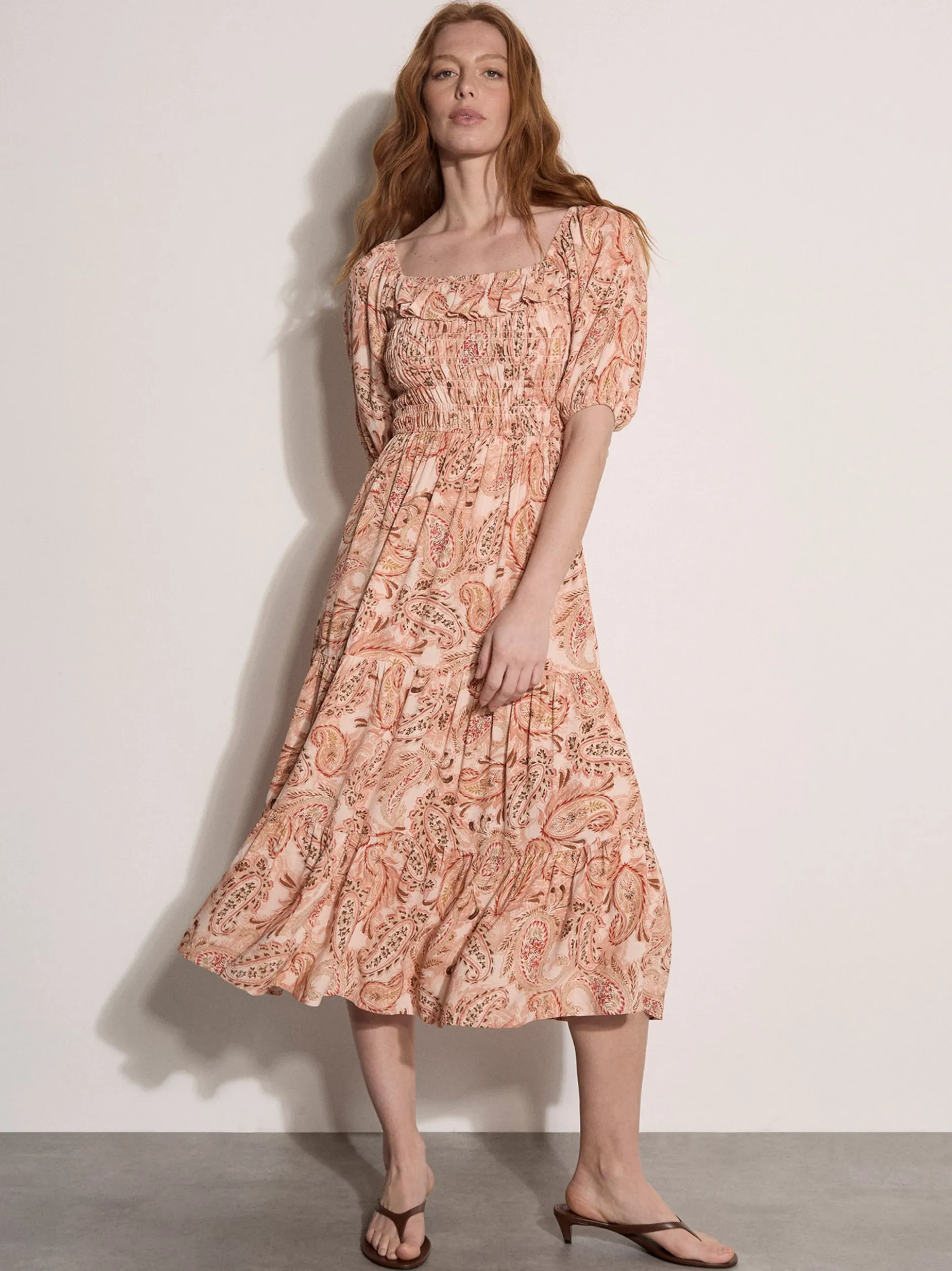 Apricot Damen Midikleid in orange - Ausschnitt: Carmen