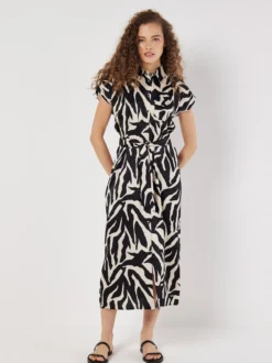 Apricot Damen Midikleid in schwarz beige - Länge: midi