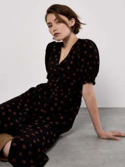 Apricot Damen Midikleid in schwarz - Länge: midi