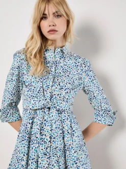 Apricot Damen Minikleid in blau weiß - Länge: knielang