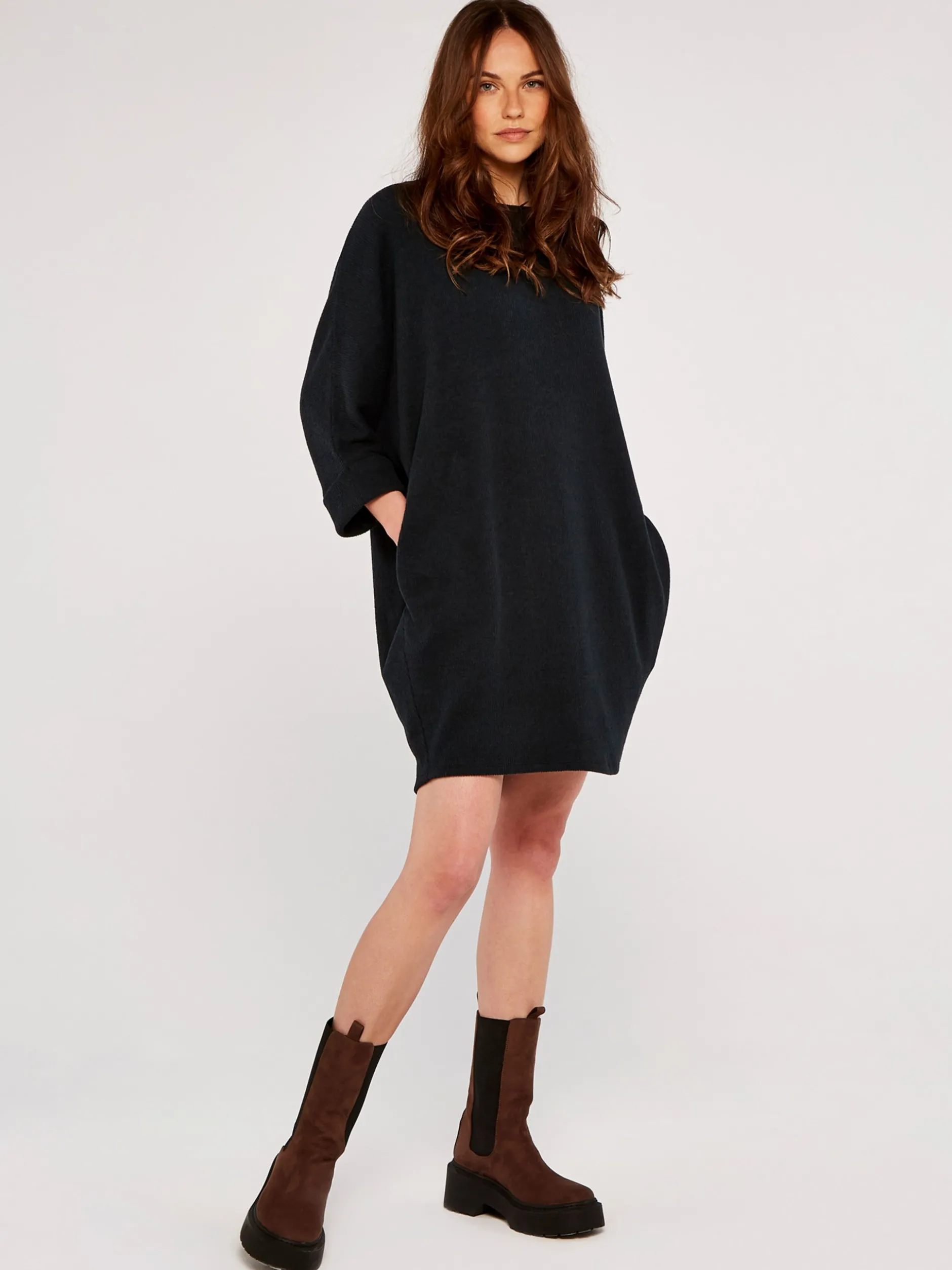 Apricot Damen Minikleid in marine blau - Länge: knielang
