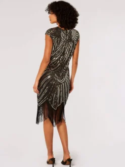 Apricot Damen Minikleid in schwarz - Länge: knielang