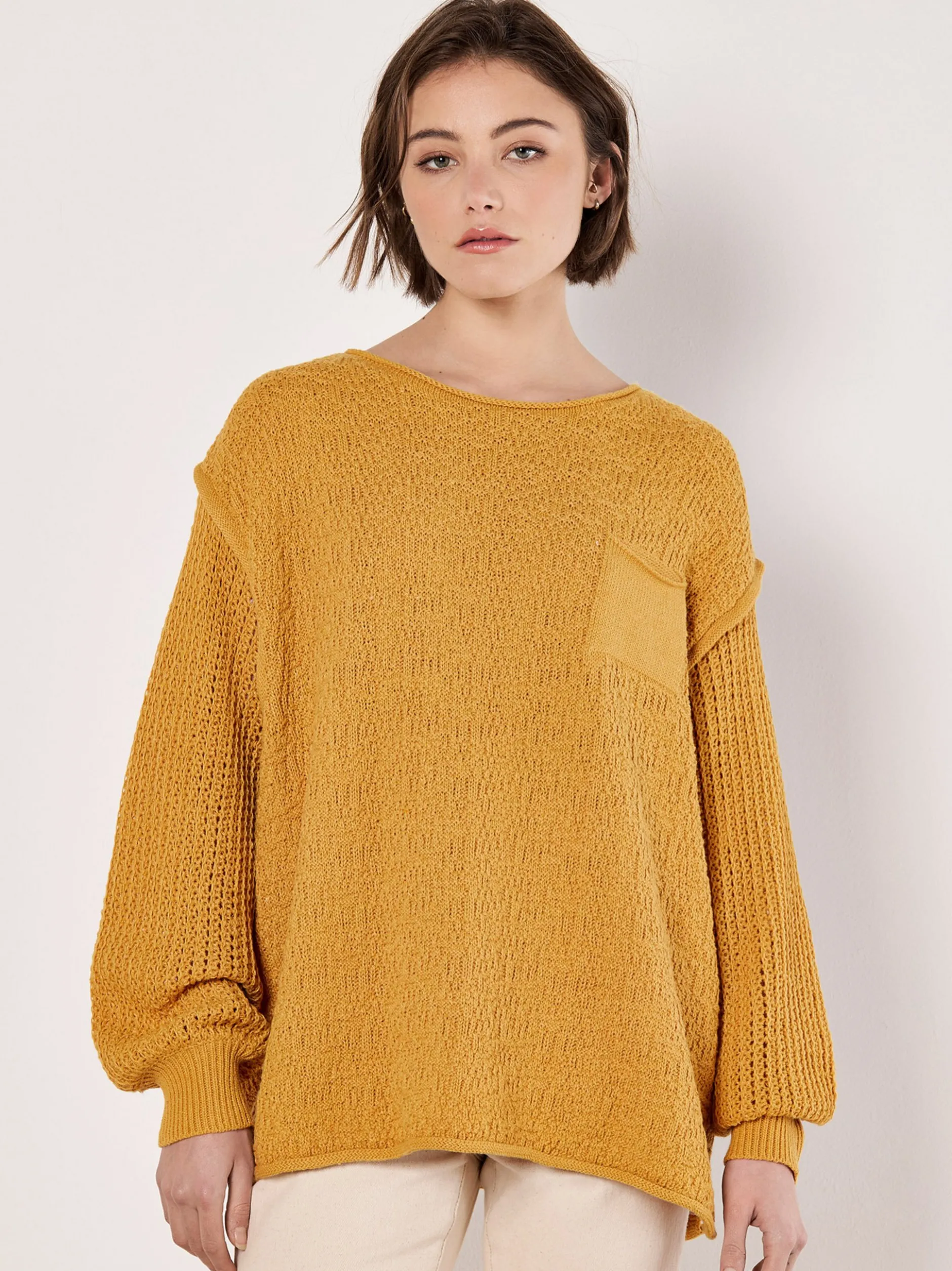 Apricot Damen Pullover in gelb - Ärmel: langarm
