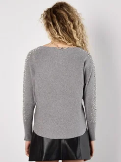 Apricot Damen Pullover in grau - Ausschnitt: U-Boot