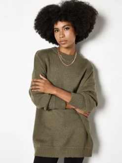 Apricot Damen Pullover in khaki - Ausschnitt: Rundhals