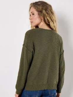 Apricot Damen Pullover in khaki - Ärmel: langarm