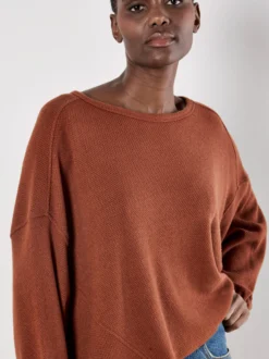 Apricot Damen Pullover in terra - Ausschnitt: Rundhals