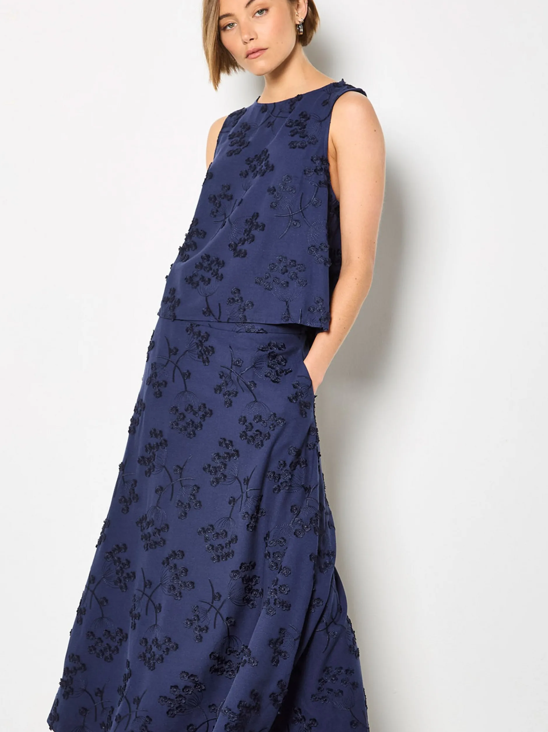 Apricot Damen Rock in marine blau - Länge: lang