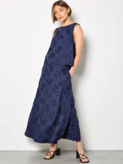 Apricot Damen Rock in marine blau - Länge: lang