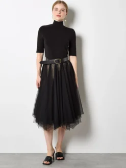 Apricot Damen Rock in schwarz - Länge: midi