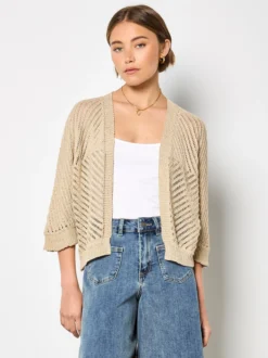 Apricot Damen Strickjacke in gold - Ärmel: langarm