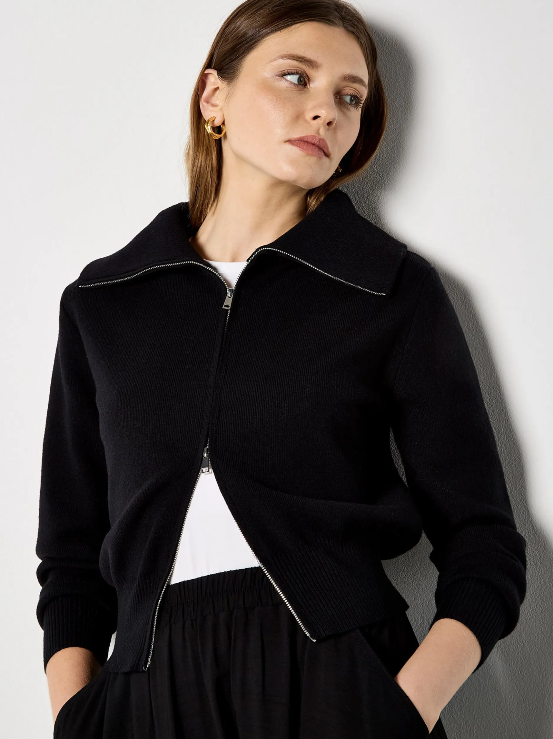 Apricot Damen Strickjacke in schwarz - Ärmel: langarm