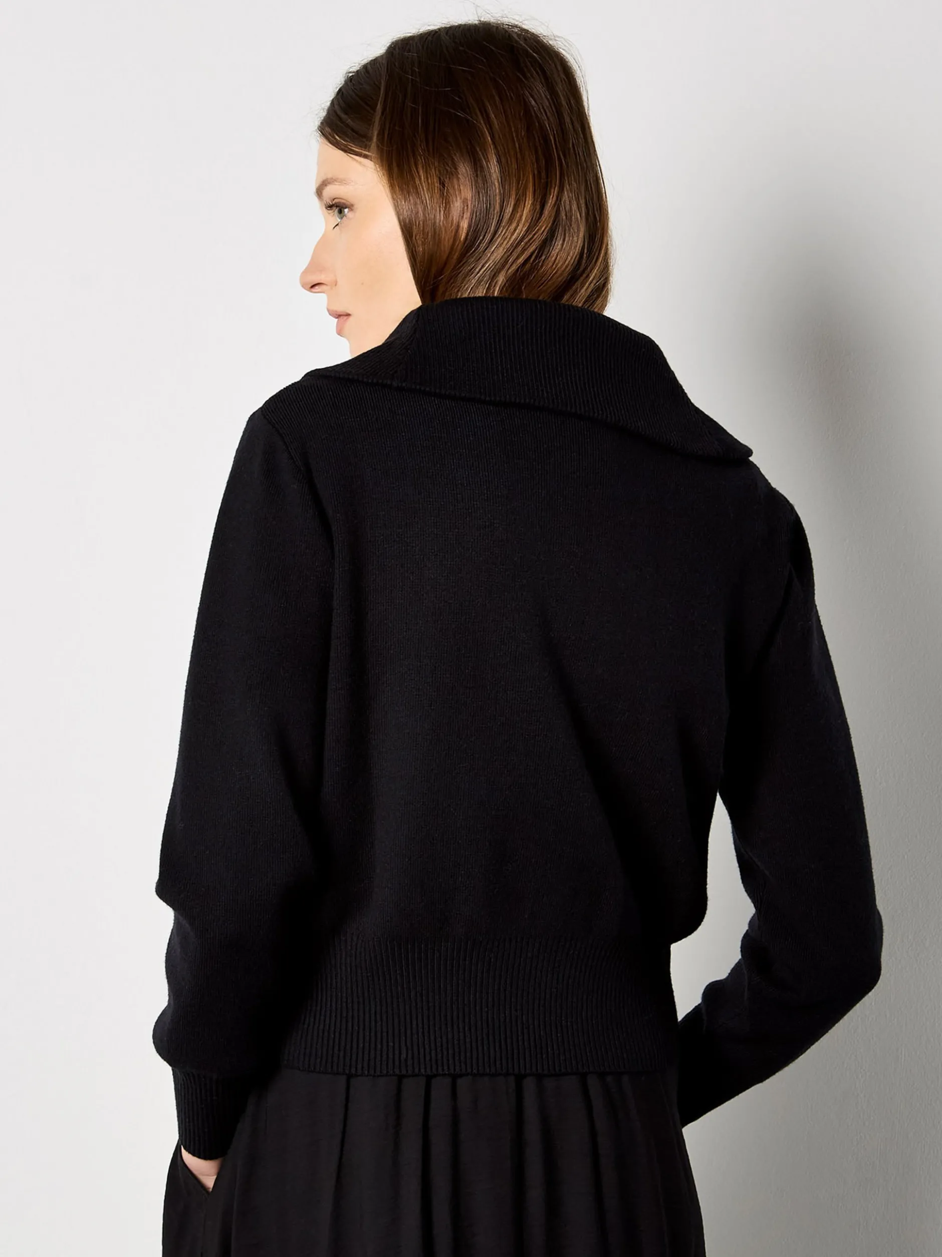 Apricot Damen Strickjacke in schwarz - Ärmel: langarm