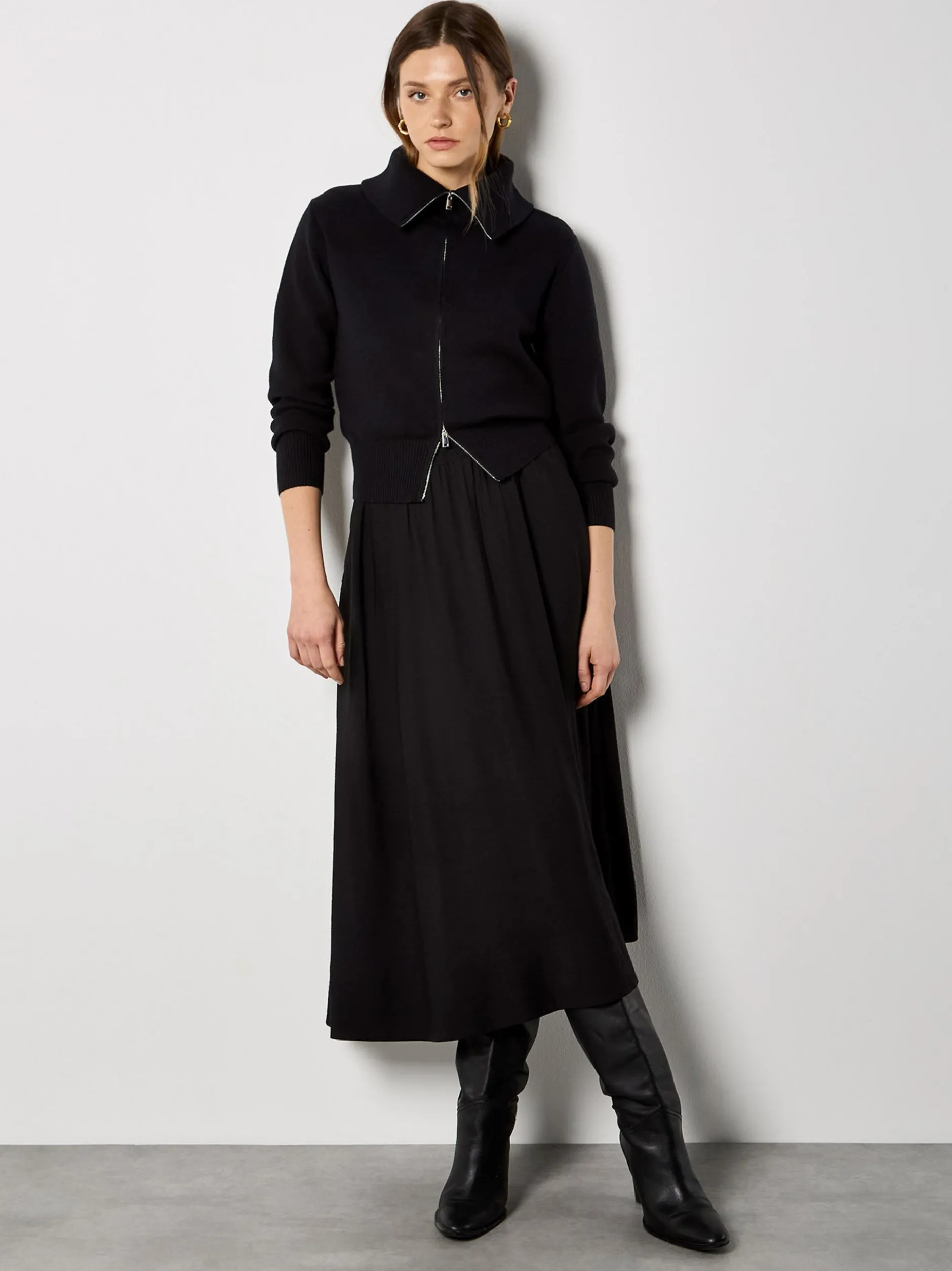 Apricot Damen Strickjacke in schwarz - Ärmel: langarm