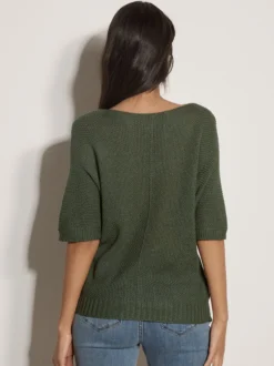 Apricot Damen Strickshirt in oliv khaki - Ärmel: 3/4 Arm