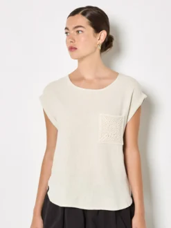 Apricot Damen Top in sand beige - Ausschnitt: Rundhals
