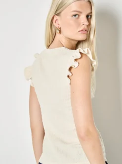 Apricot Damen Top in sand beige - Ausschnitt: Rundhals