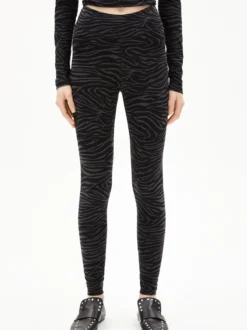ARMEDANGELS Damen Leggings - Faribaa Zebraraa in schwarz anthrazit