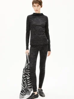 ARMEDANGELS Damen Leggings - Faribaa Zebraraa in schwarz anthrazit