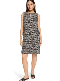 Betty Barclay Damen Leinenkleid in beige schwarz